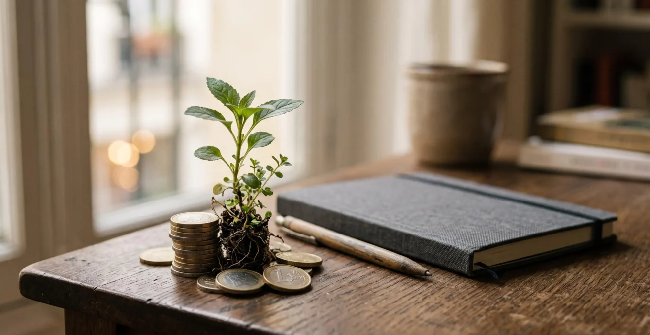 Illustration symbolique d'un investissement financier faisant croitre une plante representant l'optimisation fiscale