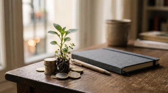 Illustration symbolique d'un investissement financier faisant croitre une plante representant l'optimisation fiscale