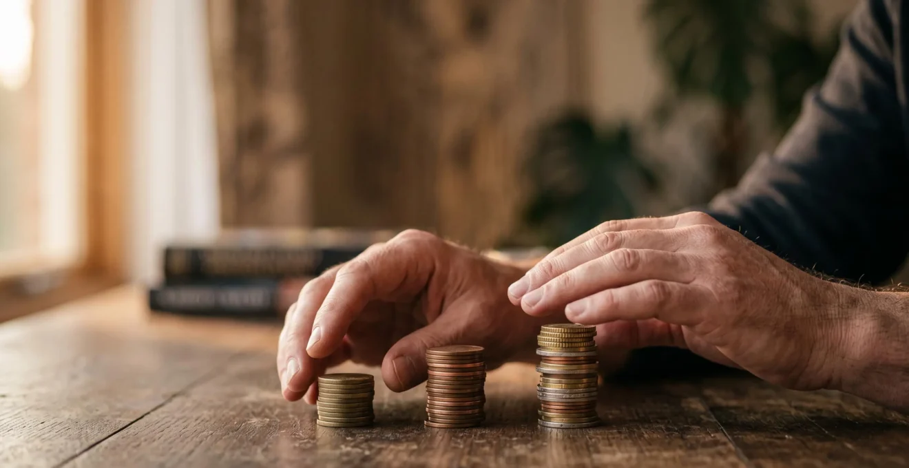 Une main qui hésite entre plusieurs piles de pièces symbolisant les différents choix de placement pour un capital de départ de 10 000 euros
